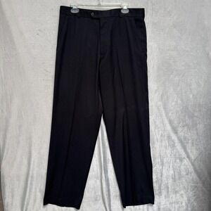 George Dress Pants Mens 36x32 Black Classic Fit Flat Front Microfiber Slacks